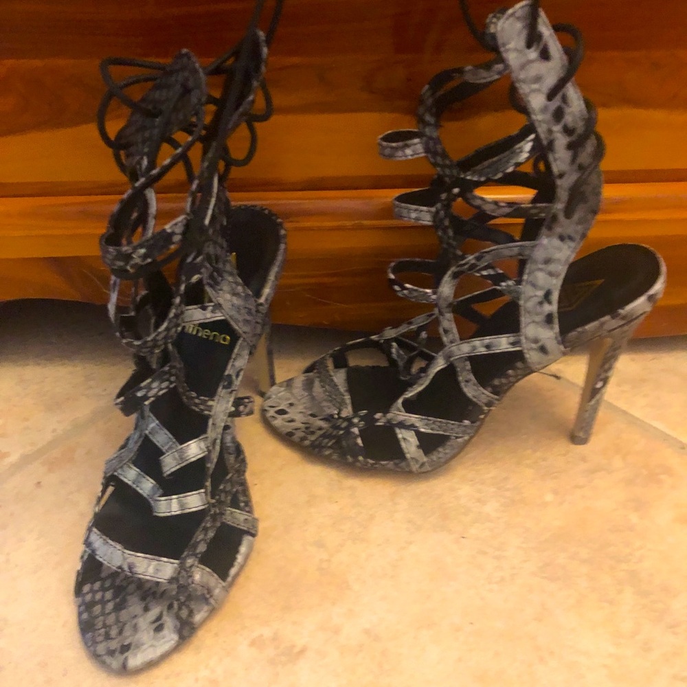 Grey snake print heels